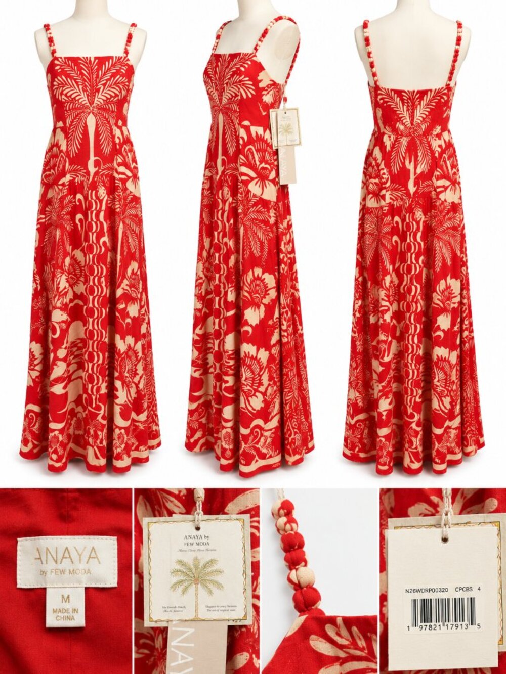 ANAYA Fernanda Copacabana Sunset Tropical Midi Dress – Size 4 – NWT